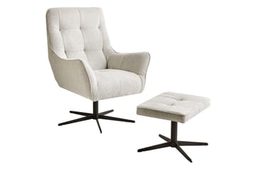 Molle Oval Dreibar Lenestol i Stoff med Metallunderstell - Lysegrå - Møbler - Stoler & lenestoler - Lenestoler