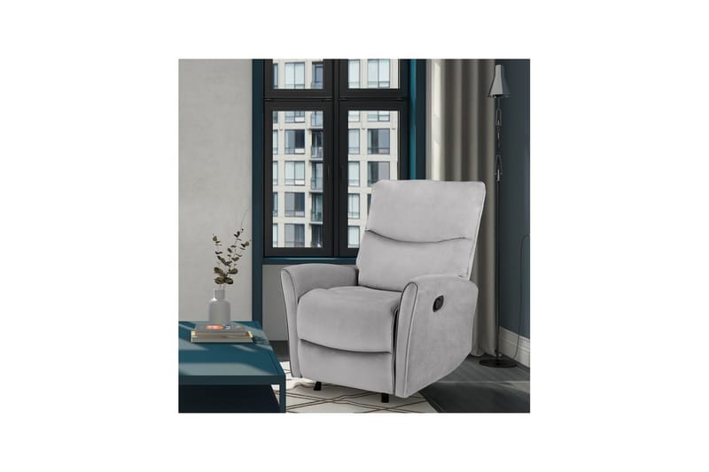 Recliner Chesley Grå, Fløyel/Metall/Tre - Grå, Fløyel/Metall/Tre - Møbler - Stoler & lenestoler - Lenestoler - Recliner & kinostol