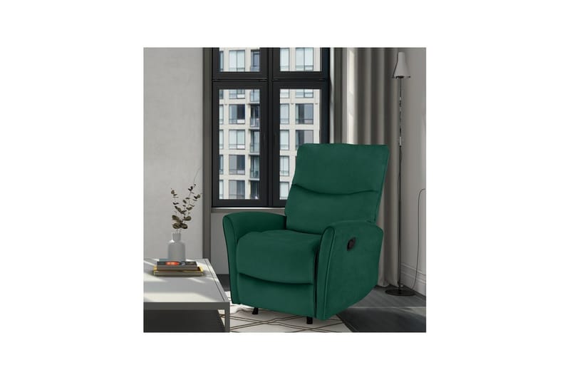Recliner Chesley Mørk grønn, Fløyel/Metall/Tre - Mørk grønn, Fløyel/Metall/Tre - Møbler - Stoler & lenestoler - Lenestoler - Liggestol