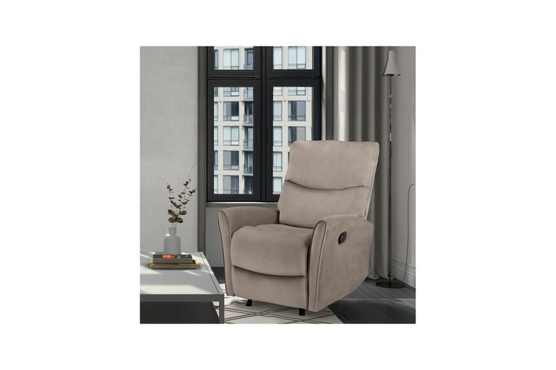 Recliner Chesley Taupe, Fløyel/Metall/Tre - Taupe, Fløyel/Metall/Tre - Møbler - Stoler & lenestoler - Lenestoler - Liggestol