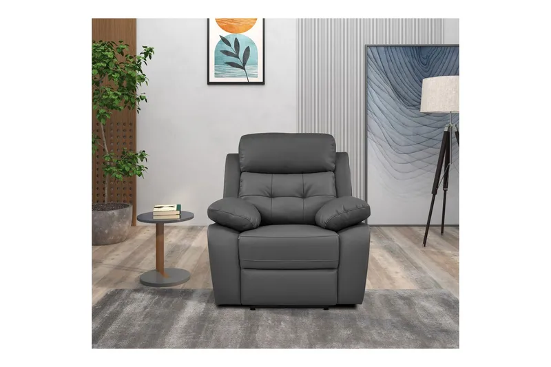 Recliner Lannilis Grå, PU/tre/metall, Manuell hvilestol - Grå, PU/tre/metall, Manuell hvilestol - Møbler - Stoler & lenestoler - Lenestoler - Recliner & kinostol