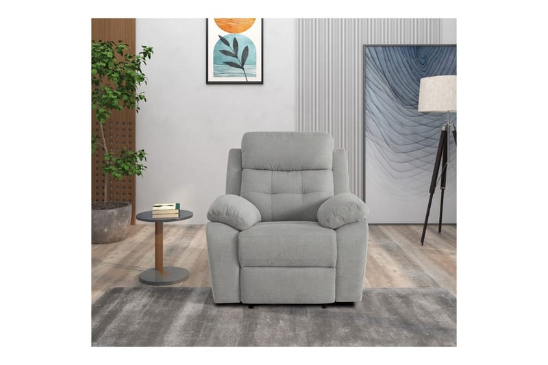 Recliner Lannilis Lys grå, Stoff/tre/metall, Manuell hvilestol - Lys grå, Stoff/tre/metall, Manuell hvilestol - Møbler - Stoler & lenestoler - Lenestoler - Recliner & kinostol