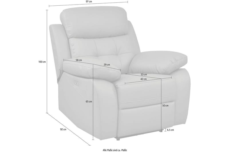 Recliner Lannilis Lys grå, PU/tre/metall, Elektrisk recliner - Lys grå, PU/tre/metall, Elektrisk recliner - Møbler - Stoler & lenestoler - Lenestoler - Recliner & kinostol