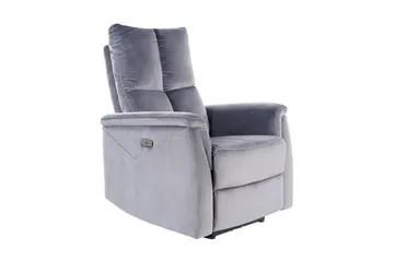 Neptu Reclinerlenestol Elektrisk - Fløyel/Grå - Møbler - Stoler & lenestoler - Lenestoler - Recliner & kinostol