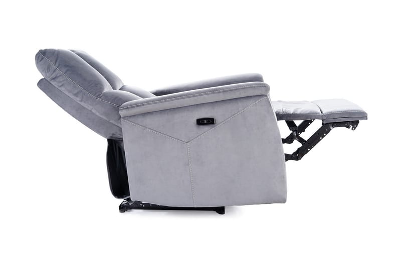 Neptu Reclinerlenestol Elektrisk - Fløyel/Grå - Møbler - Stoler & lenestoler - Lenestoler - Recliner & kinostol