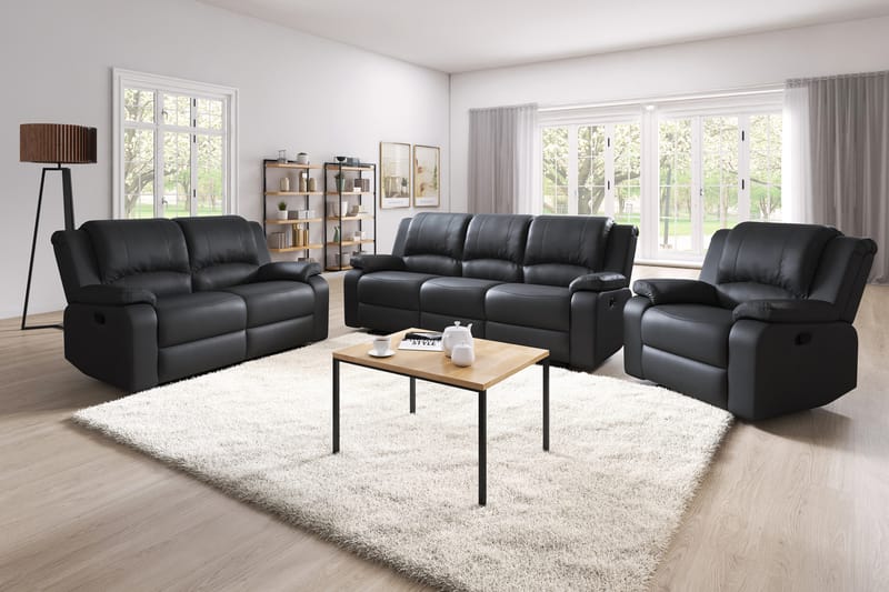 Norbo Skjønn Recliner Lenestol Kinolenestol - Fällbar lenestol i kunstskinn - Hvilelenestol - Svart - Møbler - Stoler & lenestoler - Lenestoler - Recliner & kinostol