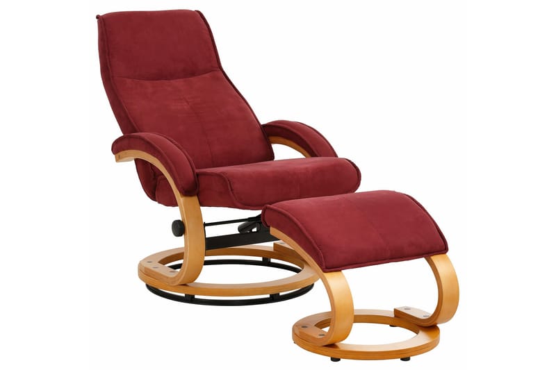 Pasha Lenestol Recliner Mikrofiber - Rød / Tre - Møbler - Stoler & lenestoler - Lenestoler - Recliner & kinostol