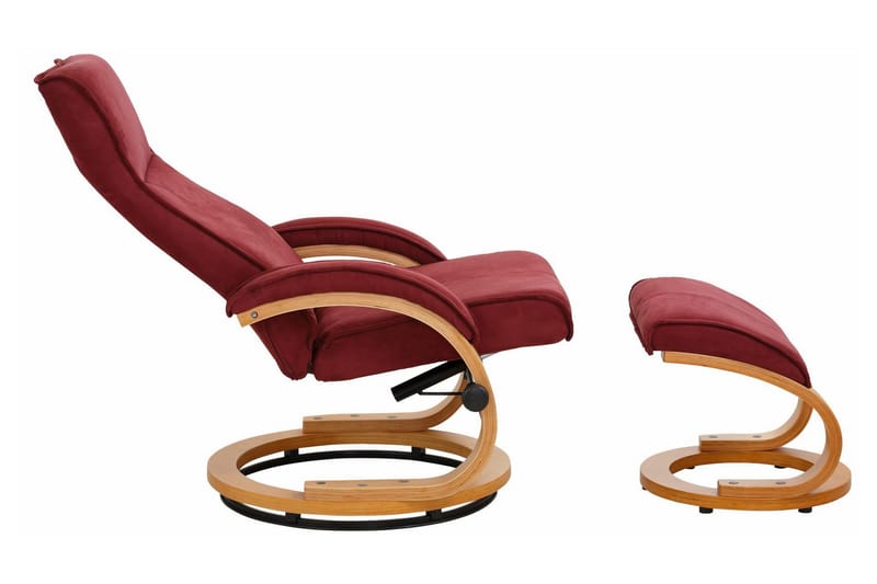 Pasha Lenestol Recliner Mikrofiber - Rød / Tre - Møbler - Stoler & lenestoler - Lenestoler - Recliner & kinostol