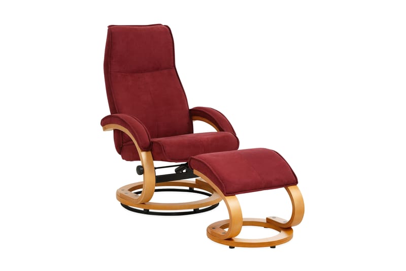 Pasha Lenestol Recliner Mikrofiber - Rød / Tre - Møbler - Stoler & lenestoler - Lenestoler - Recliner & kinostol