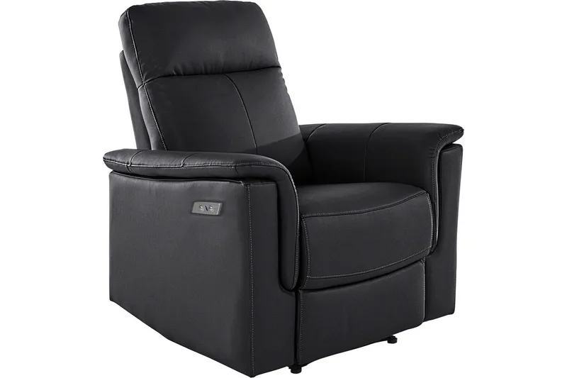 Recliner Southbrook Svart, Ekte skinn/PU/Tre/Metall, Elektrisk recliner, Svart, Ekte skinn/PU/Tre/Metall, Elektrisk recliner