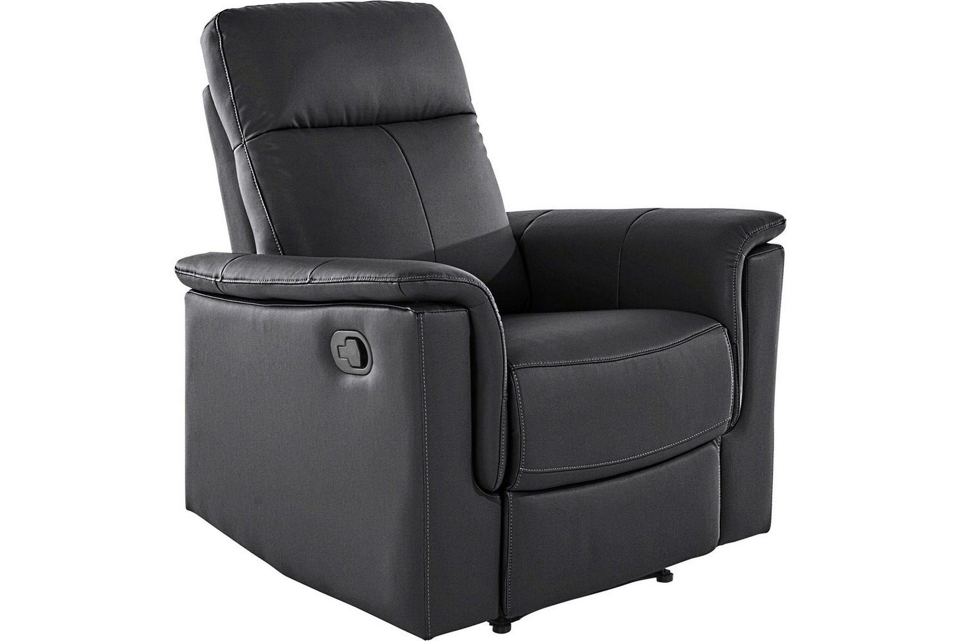 Recliner Southbrook Svart, Ekte skinn/PU/Tre/Metall, Manuell hvilestol - Svart, Ekte skinn/PU/Tre/Metall, Manuell hvilestol