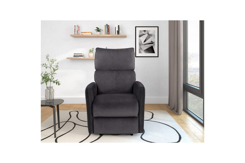 Recliner Pineto Antrasitt, Fløyel/Metall/Tre - Antrasitt, Fløyel/Metall/Tre - Møbler - Stoler & lenestoler - Lenestoler - Recliner & kinostol