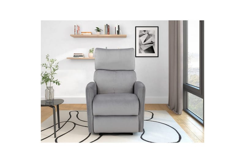 Recliner Pineto Grå, Fløyel/Metall/Tre - Grå, Fløyel/Metall/Tre - Møbler - Stoler & lenestoler - Lenestoler - Recliner & kinostol