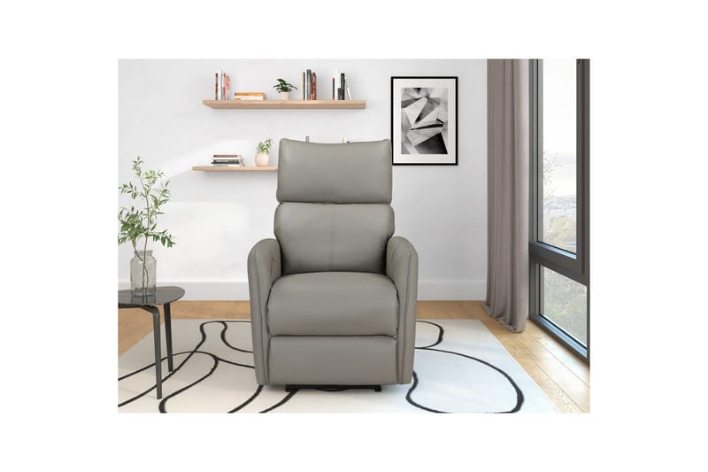 Recliner Pineto Lys grå, PU/metall/tre - Lys grå, PU/metall/tre - Møbler - Stoler & lenestoler - Lenestoler - Liggestol
