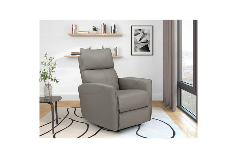 Recliner Pineto Lys grå, PU/metall/tre - Lys grå, PU/metall/tre - Møbler - Stoler & lenestoler - Lenestoler - Liggestol