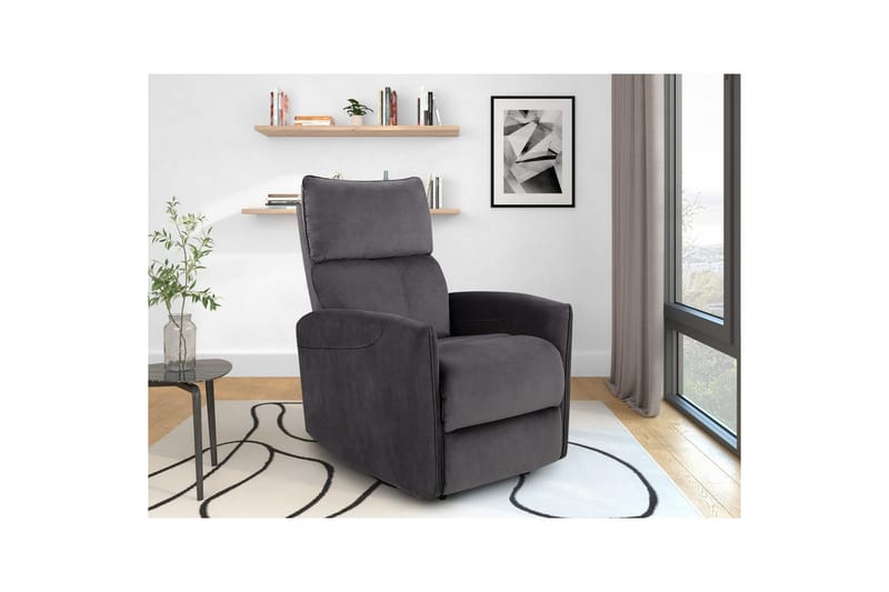 Recliner Pineto Antrasitt, Fløyel/Metall/Tre - Antrasitt, Fløyel/Metall/Tre - Møbler - Stoler & lenestoler - Lenestoler - Liggestol