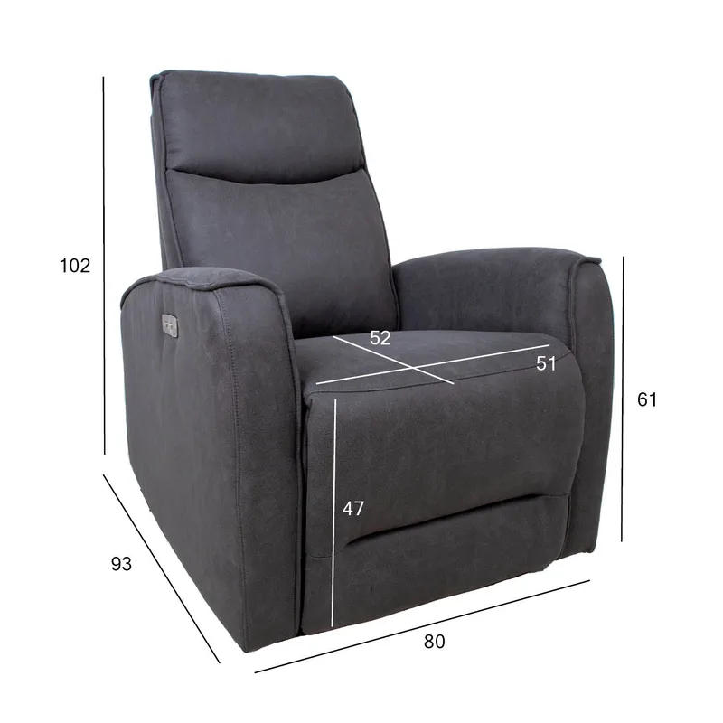 Reclinerlenestol Björna med elektrisk mekanisme - grå - Møbler - Stoler & lenestoler - Lenestoler - Recliner & kinostol