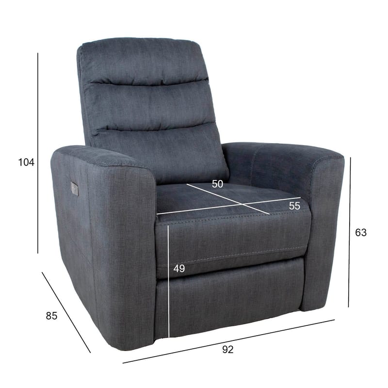 Reclinerlenestol Darvi med elektrisk mekanisme - grå fløyel - Møbler - Stoler & lenestoler - Lenestoler - Recliner & kinostol