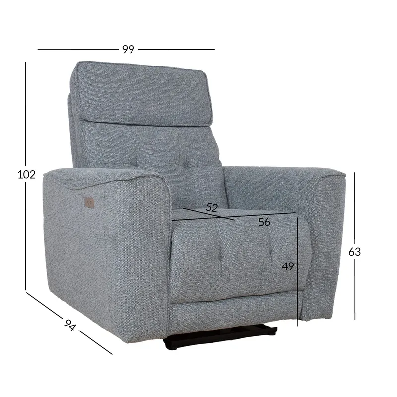 Reclinerlenestol Glendor med elektrisk mekanisme grå - Blågrå - Møbler - Stoler & lenestoler - Lenestoler - Recliner & kinostol