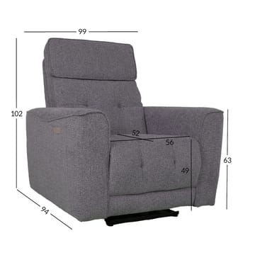 Reclinerlenestol Glendor med elektrisk mekanisme - grå - Møbler - Stoler & lenestoler - Lenestoler - Recliner & kinostol