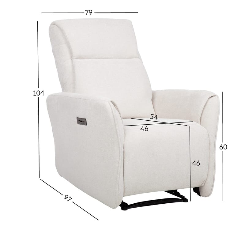 Reclinerlenestol Lavor med elektrisk mekanisme - hvit - Møbler - Stoler & lenestoler - Lenestoler - Recliner & kinostol