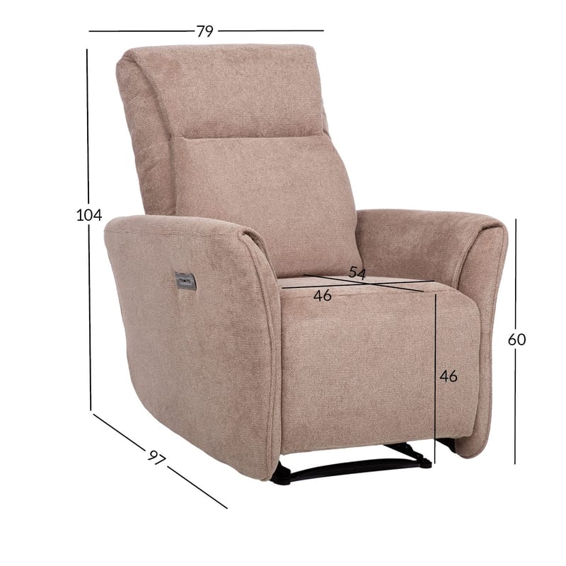 Reclinerlenestol Lavor med elektrisk mekanisme - lysebrun - Møbler - Stoler & lenestoler - Lenestoler - Recliner & kinostol