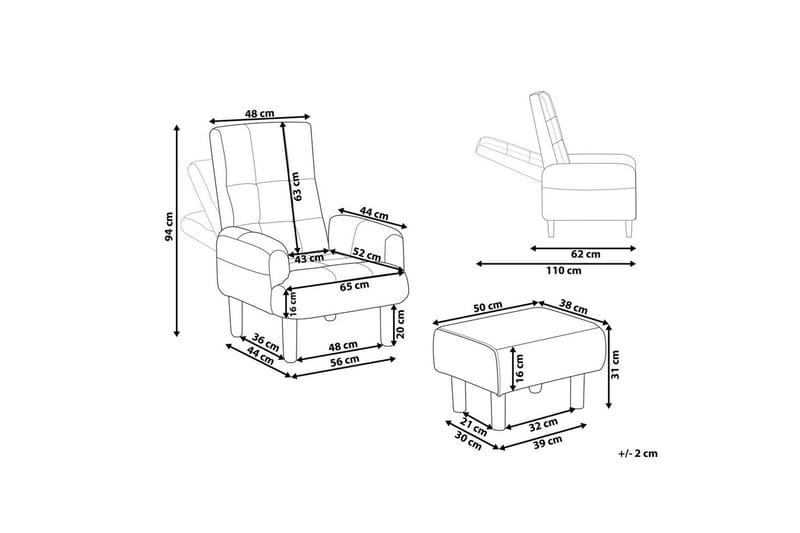Reclinerlenestol Oland - Beige, brun - Møbler - Stoler & lenestoler - Lenestoler - Liggestol