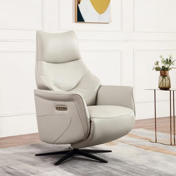Reclinerlenestol Rosdal med elektrisk mekanisme - beige skinn - Møbler - Stoler & lenestoler - Lenestoler - Lenestol skinn