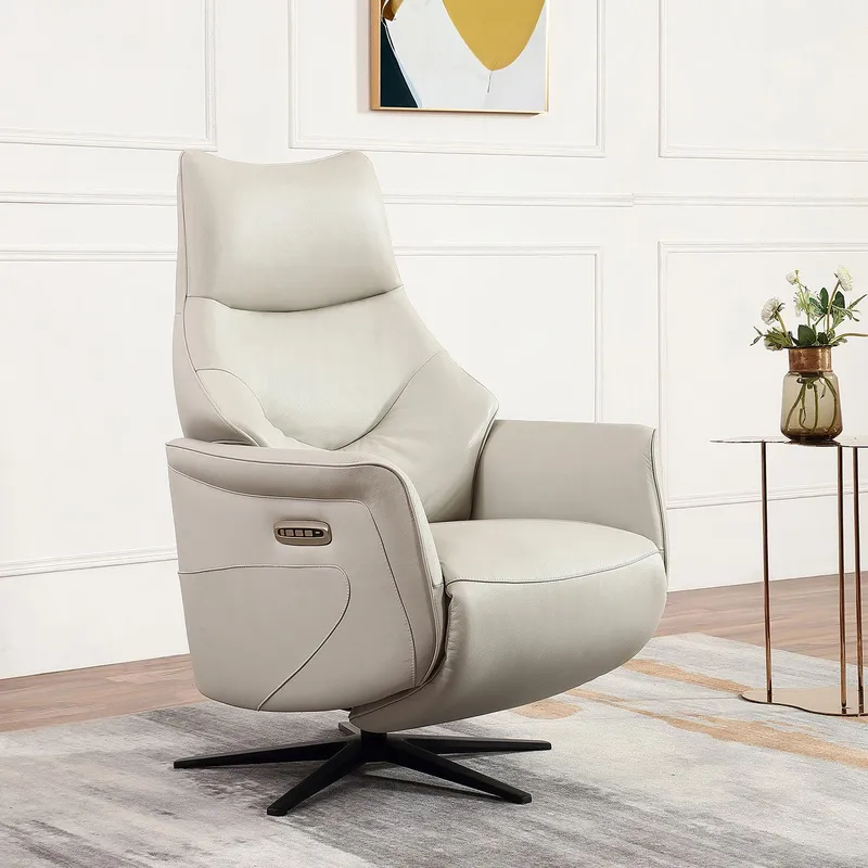 Reclinerlenestol Rosdal med elektrisk mekanisme - beige skinn - Møbler - Stoler & lenestoler - Lenestoler - Recliner & kinostol
