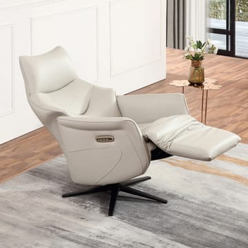 Reclinerlenestol Rosdal med elektrisk mekanisme - beige skinn - Møbler - Stoler & lenestoler - Lenestoler - Lenestol skinn