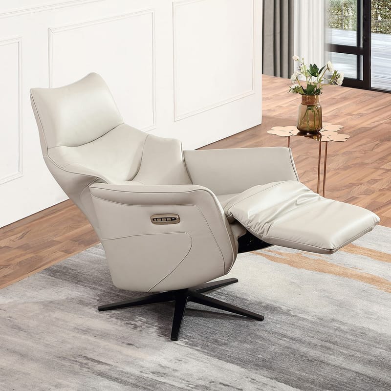 Reclinerlenestol Rosdal med elektrisk mekanisme - beige skinn - Møbler - Stoler & lenestoler - Lenestoler - Recliner & kinostol