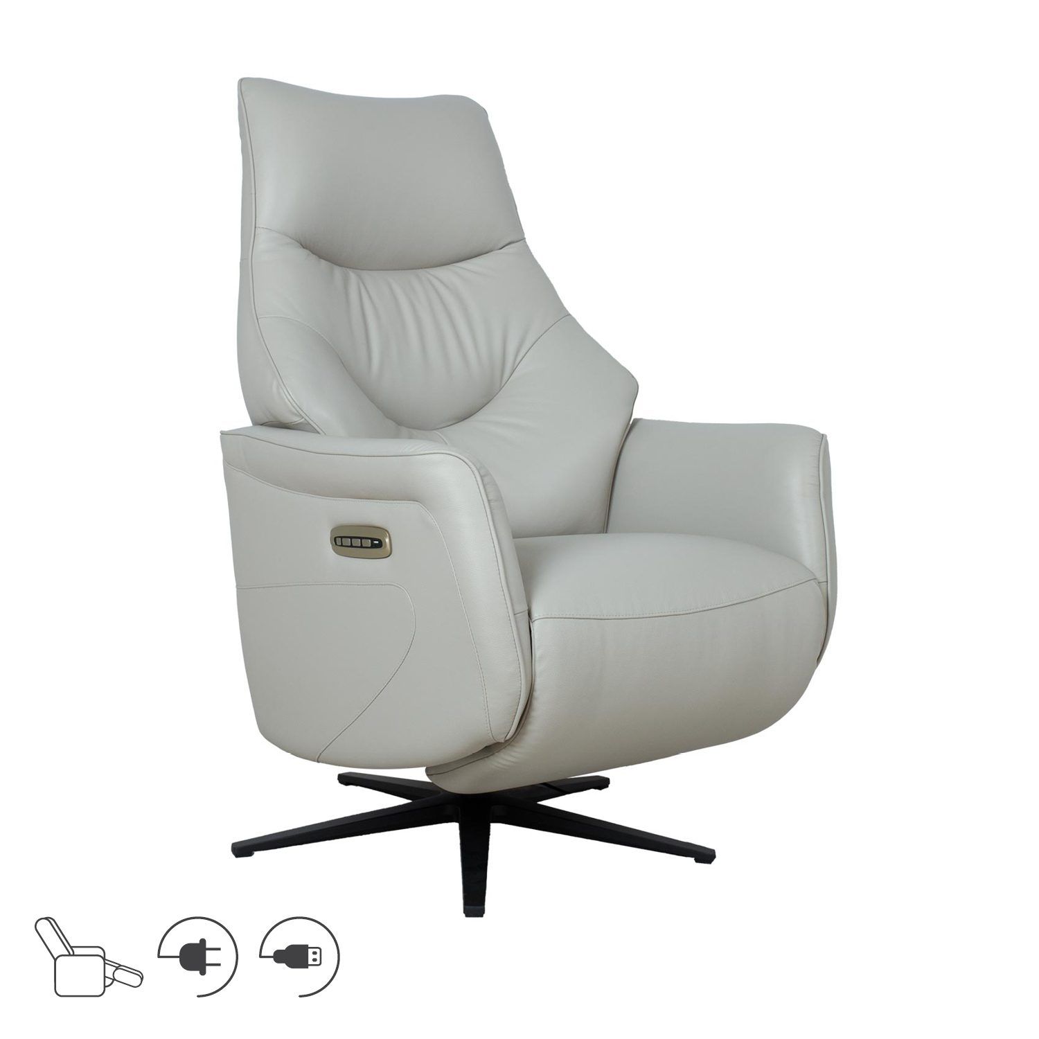 Reclinerlenestol Rosdal med elektrisk mekanisme - beige skinn