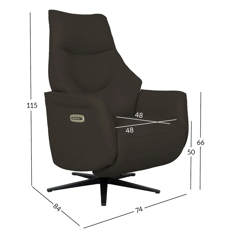 Reclinerlenestol Rosdal med elektrisk mekanisme - brunt skinn - Møbler - Stoler & lenestoler - Lenestoler - Recliner & kinostol