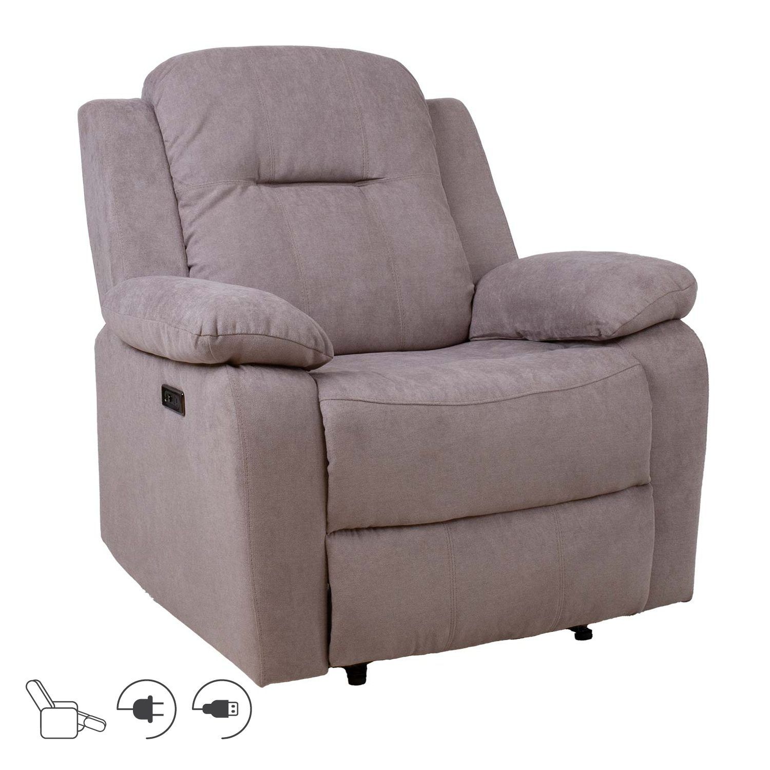 Reclinerlenestol Ylmark med elektrisk mekanisme - taupe