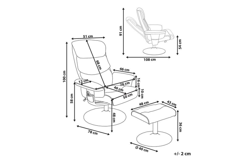 Reclinerstol Legend - Brun, Sølv - Møbler - Stoler & lenestoler - Lenestoler - Massasjestol