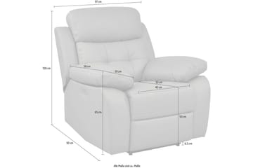 Reclinerstol Loft24 Lenestol Lannilis lysegrå, PU/tre/metall, elektrisk hvilestol Ljusgrå - Møbler - Stoler & lenestoler - Lenestoler - Lenestol skinn