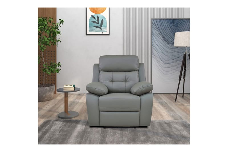 Reclinerstol Loft24 Lenestol Lannilis lysegrå, PU/tre/metall, elektrisk hvilestol Ljusgrå - Møbler - Stoler & lenestoler - Lenestoler - Recliner & kinostol