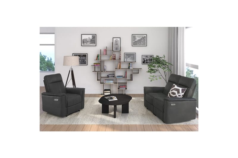 Reclinerstol Loft24 Lenestol Southbrook grå, PU/tre/metall, elektrisk hvilestol Grå - Møbler - Stoler & lenestoler - Lenestoler - Recliner & kinostol