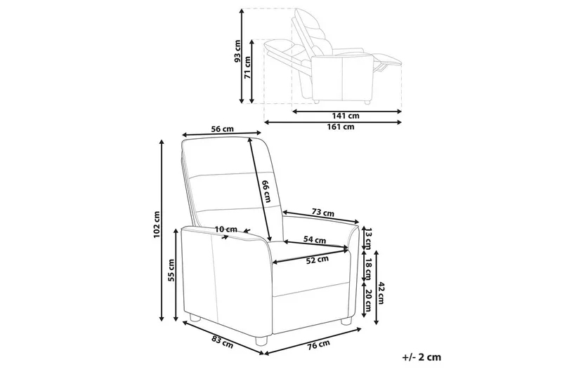 Reclinerstol Sande Hvit/Svart - Hvit/Svart - Møbler - Stoler & lenestoler - Lenestoler - Recliner & kinostol