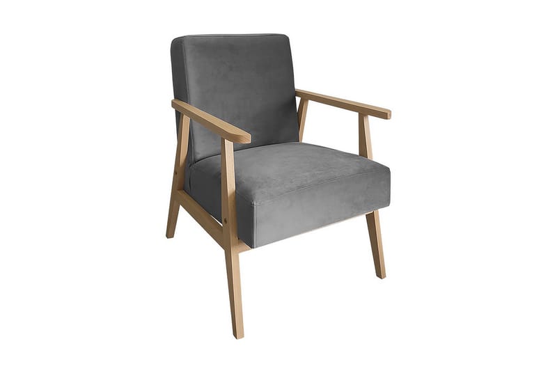 Retro Lenestol - Fløyel/Grå - Møbler - Stoler & lenestoler - Lenestoler