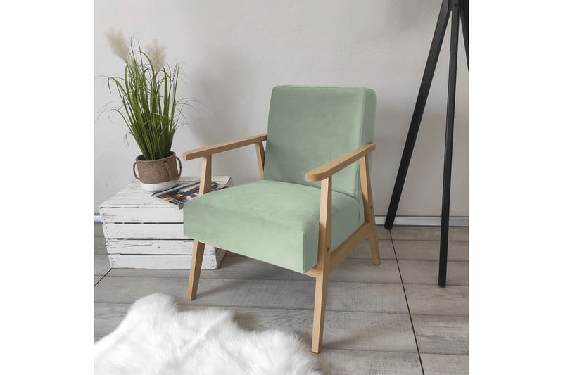 Retro Lenestol - Fløyel/Grønn - Møbler - Stoler & lenestoler - Lenestoler