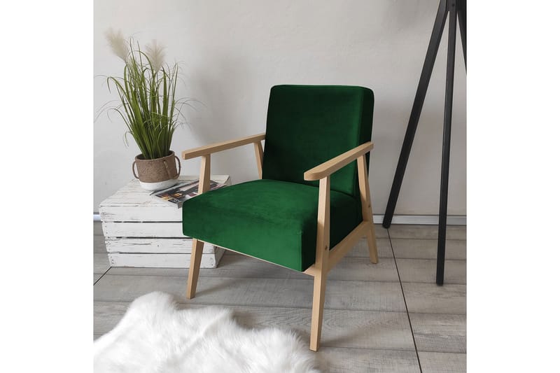 Retro Lenestol - Fløyel/Grønn - Møbler - Stoler & lenestoler - Lenestoler