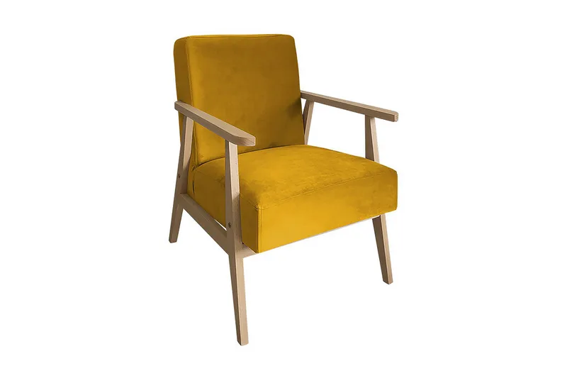 Retro Lenestol, Fløyel/Gul