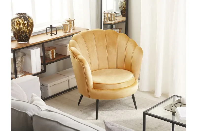 Sarannell Fløyelslenestol - Gul - Møbler - Stoler & lenestoler - Lenestoler