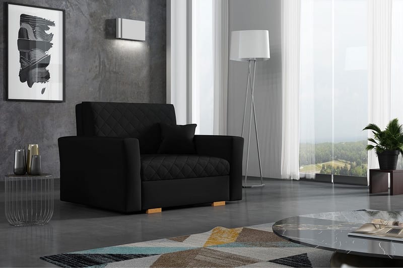 Bensbyn Sovelenestol Rutemønster - Fløyel/Svart - Møbler - Stoler & lenestoler - Lenestoler - Sovestol