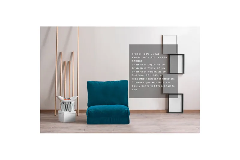 Maydena Sovelenestol 60x185 cm - Blå - Møbler - Stoler & lenestoler - Lenestoler - Sovestol