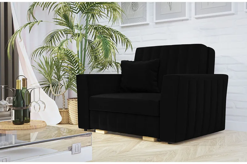 Upperud Sovelenestol - Fløyel/Svart - Møbler - Stoler & lenestoler - Lenestoler - Sovestol