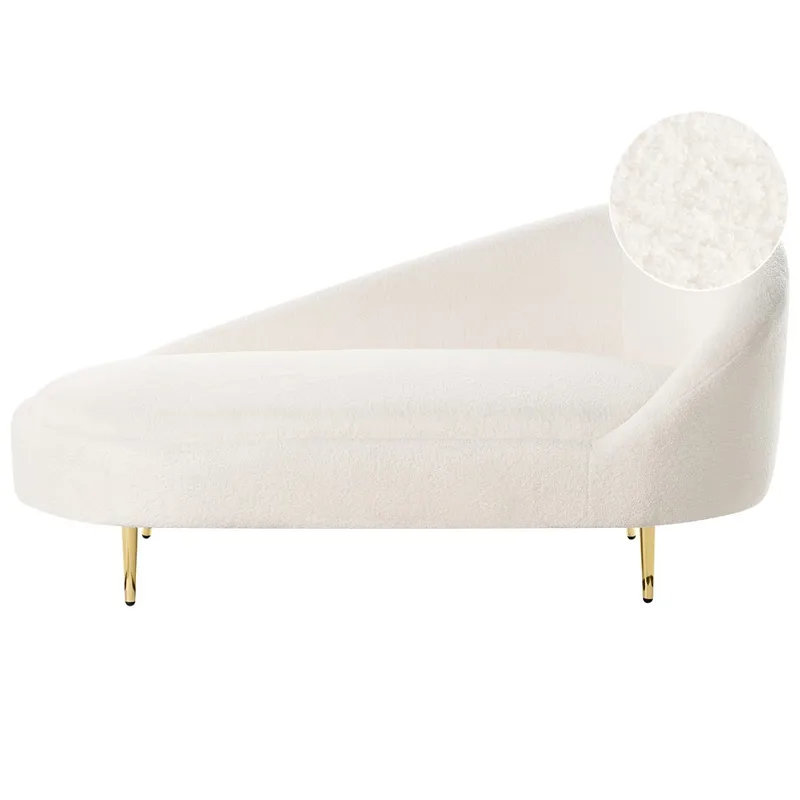Sjeselong Valreas - Hvit, gull/Vendbar mot høyre - Møbler - Stoler & lenestoler - Lenestoler - Sjeselonglenestol & divanlenestol