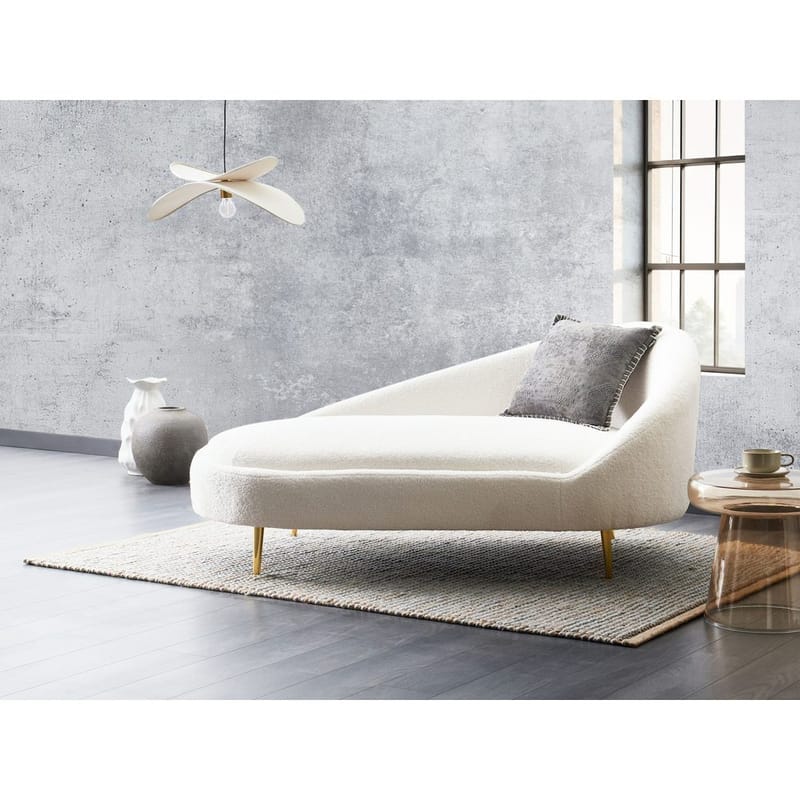 Sjeselong Valreas - Hvit, gull/Vendbar mot høyre - Møbler - Stoler & lenestoler - Lenestoler - Sjeselonglenestol & divanlenestol