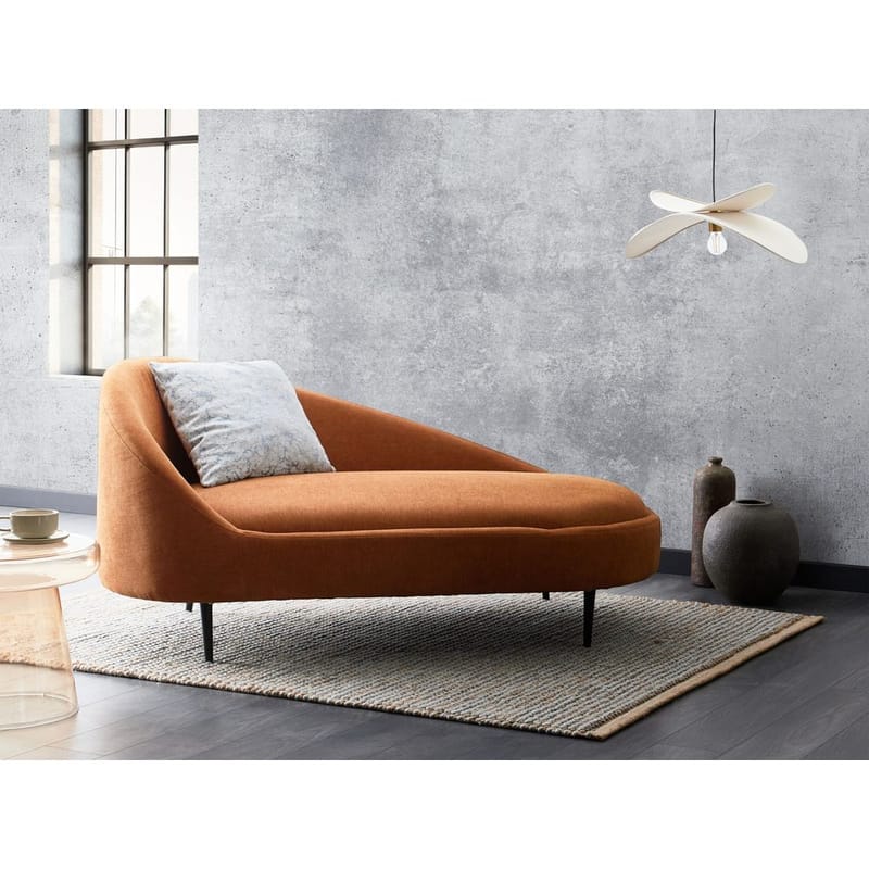 Sjeselong Valreas - Oransje, svart/Venstrevendt - Møbler - Stoler & lenestoler - Lenestoler - Sjeselonglenestol & divanlenestol